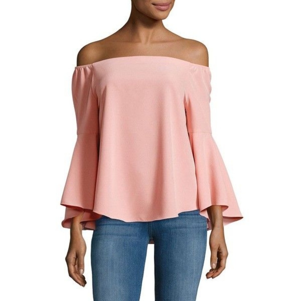 Off the shoulder pink flutter sleeve top